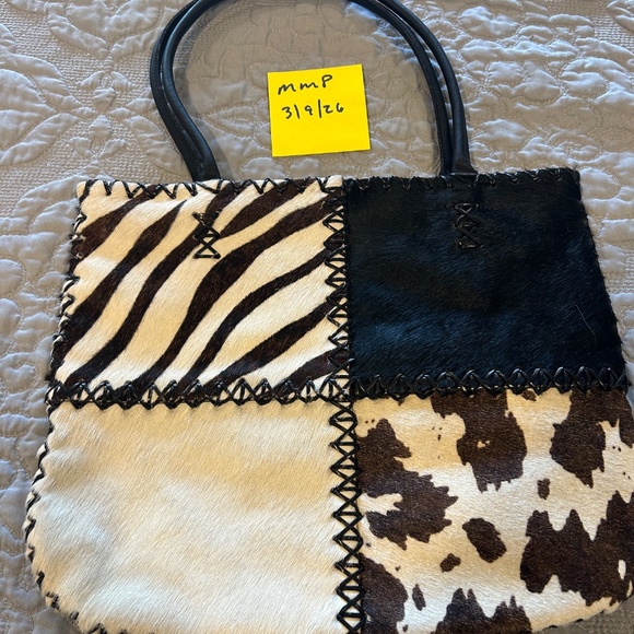 Vintage hair calf shoulder bag